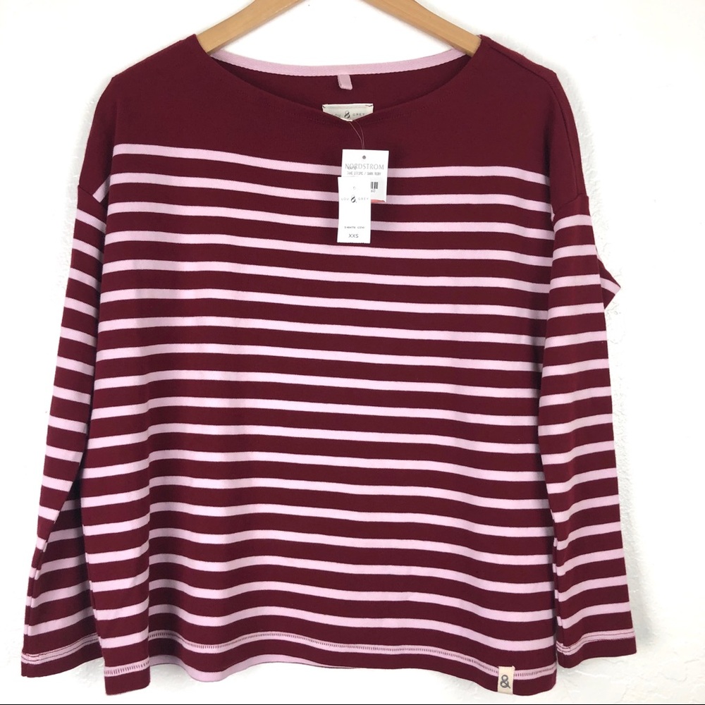{NWT} Lou & Grey Boat Neck stripe top